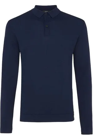 Genti Polo Longsleeve Cool Dry Donkerblau