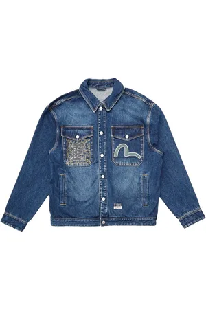 Evisu Giacca Sheridan Daicock Printed Shirt Denim Blu