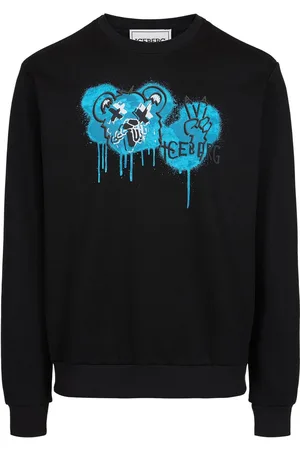 Iceberg Black crewneck sweatshirt with classic regular fit and Bear print