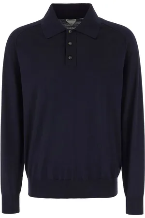 Bottega Veneta Navy blue wool polo shirt