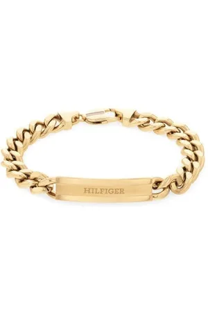 Tommy Hilfiger Armband TJ2790580 heren armband goudkleurig met hilfiger plaatje