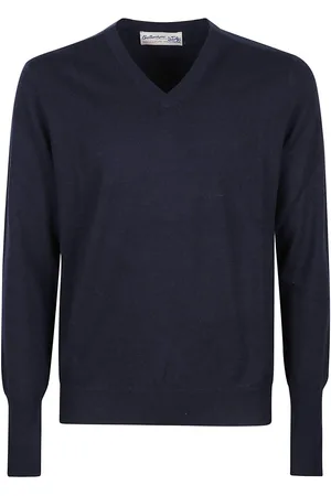 BALLANTYNE Plain V-neck Sweater Blue