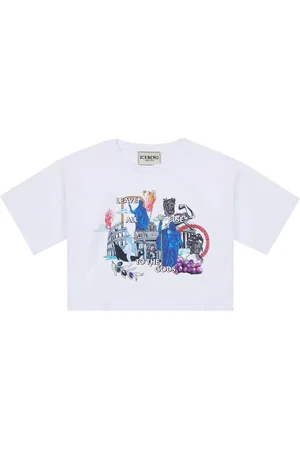 Iceberg KIDS - White cropped T-shirt with multicolor Looney Tunes prints