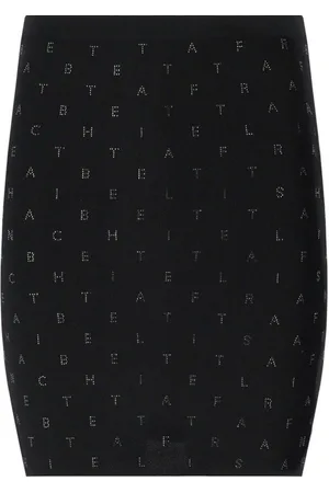 Elisabetta Franchi Black Knitted Skirt With Rhinestones Black