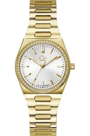 GC Dames Horloge Z38002L1MF Staal Goude Plating Swiss Made Quartz gezet met Swarovski Stenen