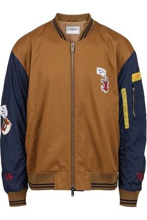 Iceberg Brown and blue regular fit jacket in gabardine with contrasting sleeves