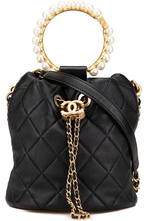 CHANEL 2021-2024 Quilted Lambskin Pearl Crown Drawstring Bucket Bag