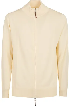 BALLANTYNE Plain Zipped Caridgan Brown