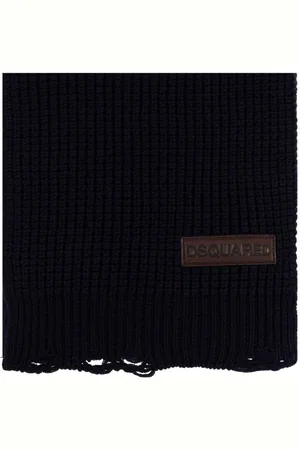 Dsquared2 Logo Patch Knit Wool Scarf