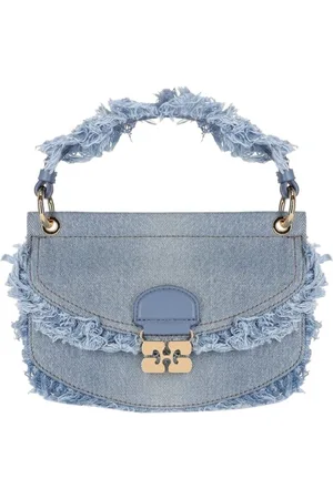 Ganni Apo-g Mini Faded Denim Handbag Blue
