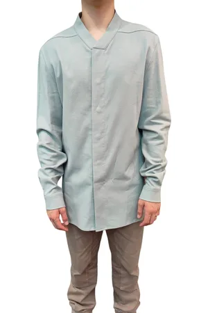 Rick Owens Chemise Pression Col V Flanelle ciel Snap collar Homme RU02D6290 FL 36