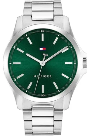 Tommy Hilfiger Horloge TH1710672 Bruce Staal Quartz met Groenewijzerplaat 43mm
