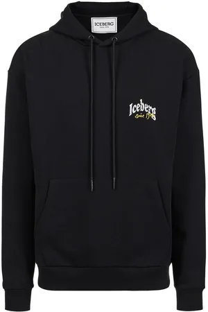 Iceberg Regular fit black cotton hoodie