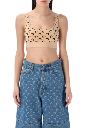Marine Serre Sport Bra Moon Allover Marrone