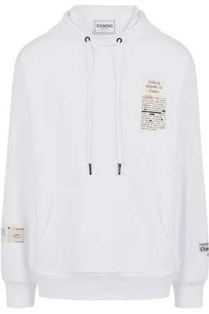 Iceberg White relaxed fit cotton hoodie