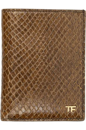 Tom Ford Folding Card Wallet Phyton Print Oak Beige