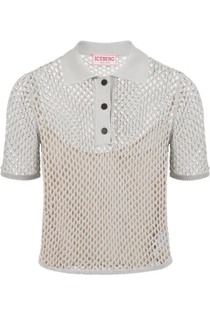 Iceberg Light grey openwork knit sports polo