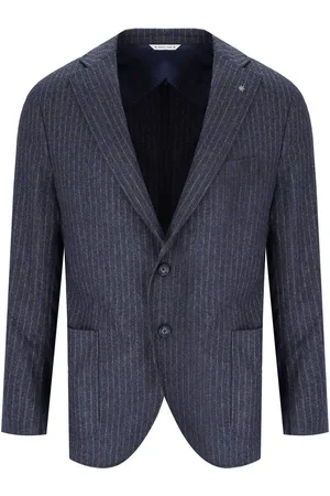 Manuel Ritz Blue Pinstripe Single-breasted Jacket Gray