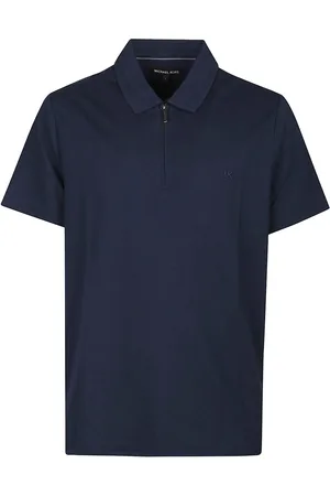 Michael Kors Sleek Short Sleeve Zip Polo Shirt Blue