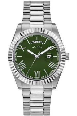 Guess Heren Horloge GW0265G10 Staal Quartz met Groene Wijzerplaat