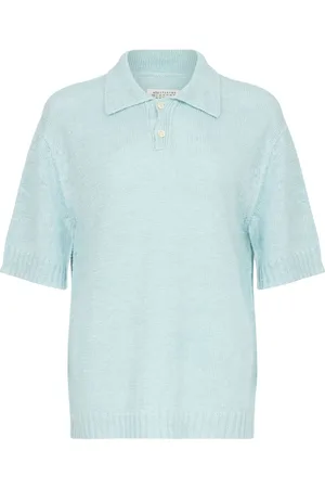 Maison Margiela Azur Blue Knitted Polo Shirt