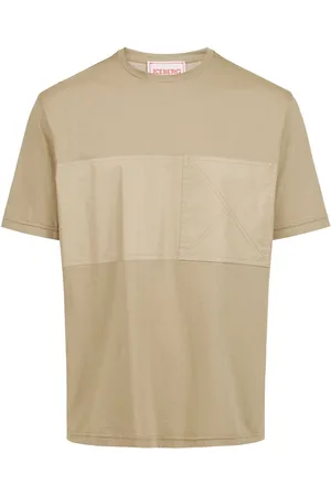 Iceberg Mud-colored crew neck T-shirt with tone-on-tone detail