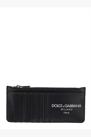 Dolce & Gabbana Calfskin Vertical Card Holder With Logo
