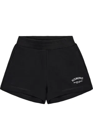 Iceberg KIDS - Black shorts with elastic waist and contrasting logo on the side