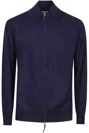 BALLANTYNE Plain Zipped Caridgan Blue