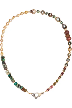 CATHERINE MICHIELS Sautoir Argent Diamants Perles tourmalines turquoises FW2317