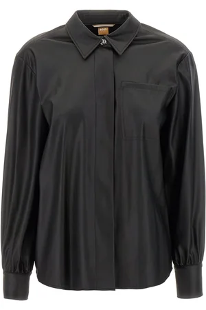 HUGO BOSS Black synthetic leather shirt