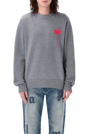 Palm Angels Back Palms Knit Sweater Grigio