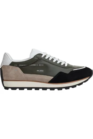 Hogan Running 86er Pelle Verde Camoscio Beige E Nero