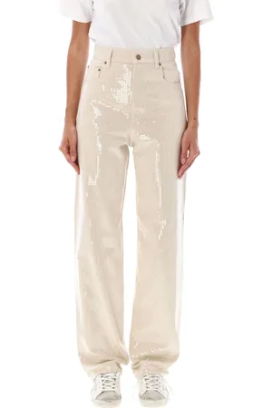 Golden Goose Kim Denim Sequin Allover Beige