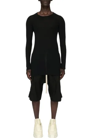 Rick Owens T-shirt manches longues noir Homme Rib RU02C7250RIB09