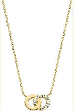 Blush 3126YZI collier14k goud dames met twee rondjes waarvvan 1 bezet met zirkonia