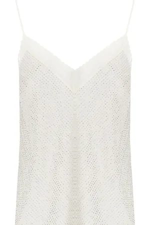 Elisabetta Franchi Ivory Beaded Top Beige