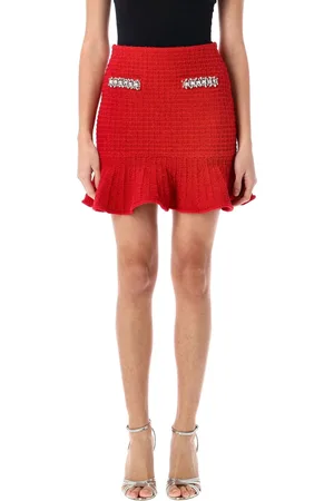 Self-Portrait Knit Mini Skirt Rosso