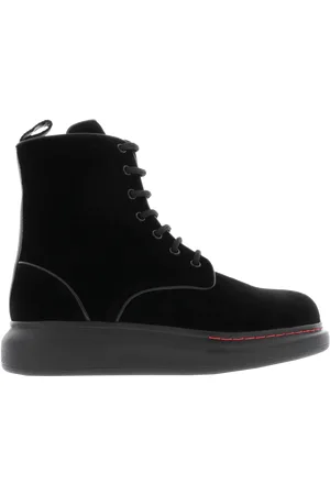 Alexander McQueen Dames Hybrid Lace up Velvet Zwart
