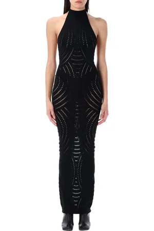 MISBHV Mesh Halter Neck Long Dress Nero
