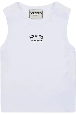 Iceberg KIDS - White jersey crew neck tank top with contrasting logo