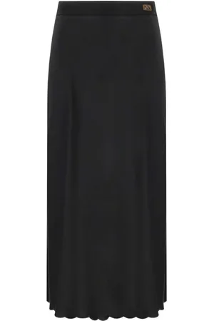 Elisabetta Franchi Black Satin Midi Skirt Black