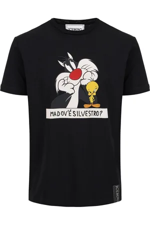Iceberg Sustainable cotton black T-shirt with Looney Tunes print