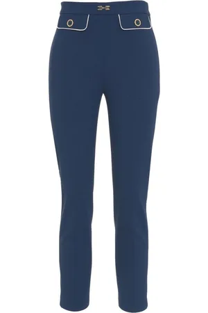 Elisabetta Franchi Crêpe pants with logo charm