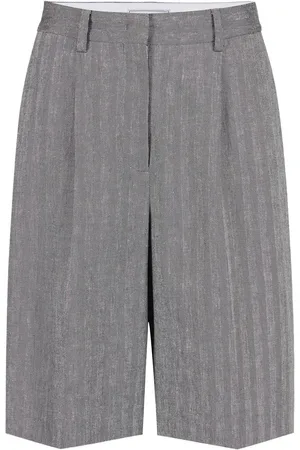 Iceberg Regular fit Bermuda shorts in cotton and linen herringbone fabric