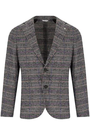 Manuel Ritz Grey Prince Of Wales Single Breasted Jacket Gray
