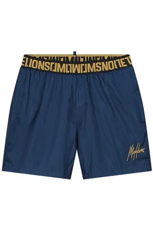 Malelions Venetian Swim Shorts - Navy/Gold
