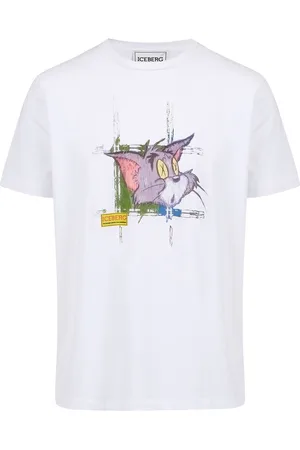Iceberg Classic regular fit white T-shirt in cotton jersey with Tom print on the front
