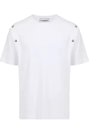 Iceberg White regular fit T-shirt in sustainable interlock fabric