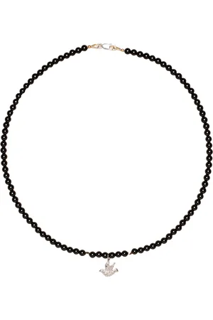 CATHERINE MICHIELS Collier colombe Argent Diamants Agate noir FW2305